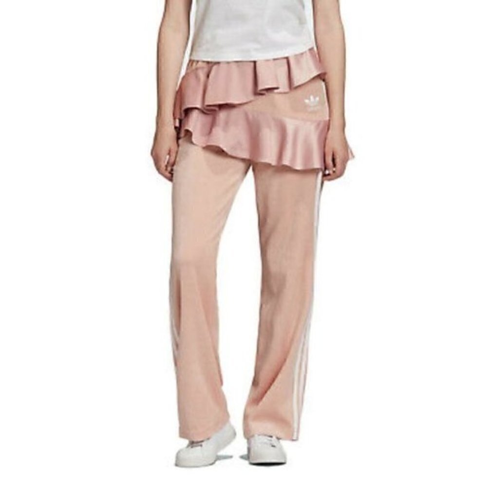 adidas Originals x J Koo Trefoil Velour Ruffle Track Pants - S, BNWTs